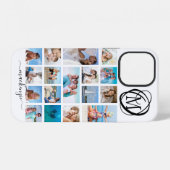 Coque iPhone 12 Monogramme de style 17 Script de nom de collage de (Verso Horizontal)