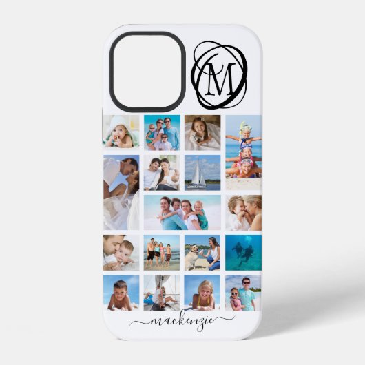 Coque iPhone 12 Monogramme de style 17 Script de nom de collage de (Verso)