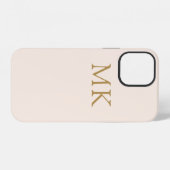 Coque iPhone 12 Monogramme d'or rose pâle (Verso Horizontal)