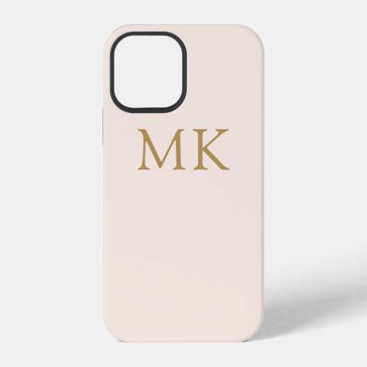 Coque iPhone 12 Monogramme d'or rose pâle (Verso)
