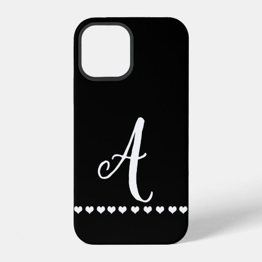 Coque iPhone 12 Monogramme initiale noir et blanc (Verso)