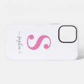 Coque iPhone 12 Monogramme rose minimal avec nom en script gris su (Verso Horizontal)