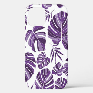 Coque iPhone 12 Monstère violet tropicale feuilles sans couture mo