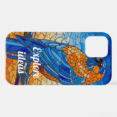 Coque iPhone 12 mosaic blue jay gothic halloween phone case (Verso Horizontal)