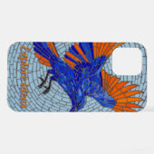 Coque iPhone 12 Mosaic Bluebird Flight Stained Glass Phone Case (Verso Horizontal)