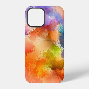 Coque iPhone 12 Motif abstrait d'art numérique. Dessin à main levé