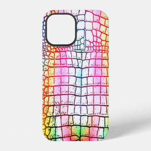 Coque iPhone 12 Motif abstrait de crocodile, motif coloré