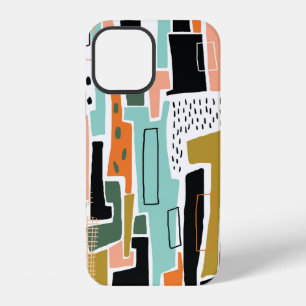 Coque iPhone 12 Motif abstrait sans couture avec design géométriqu