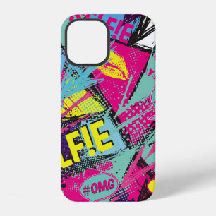 Coque iPhone 12 motif Abstrait transparent avec bande dessinée Pop