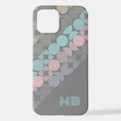 Coque iPhone 12 Motif Aqua rose gris beige cercles du milieu du si (Verso)