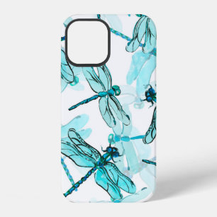 Coque iPhone 12 Motif aquarelle sans couture avec libellule élégan