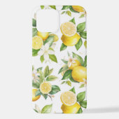 Coque iPhone 12 Motif citron, Fleurs de citron, Feuilles, Citrus (Verso)