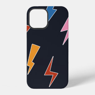 Coque iPhone 12 Motif continu de coups de foudre, éclair dessiné à