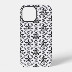 Coque iPhone 12 Motif damassé vintage, design sans couture.