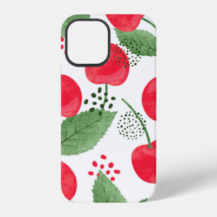 Coque iPhone 12 Motif de cerise sans couture. Illustrations aquare
