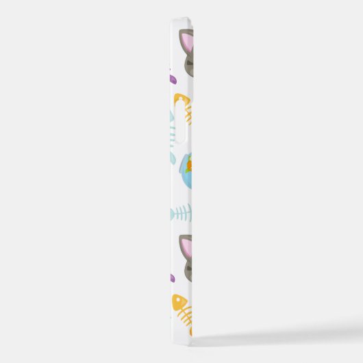 Coque iPhone 12 Motif De Chats, Chats Mignons, Chatons, Poisson (Côté droit)
