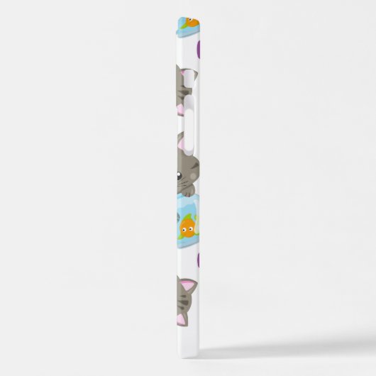 Coque iPhone 12 Motif De Chats, Chats Mignons, Chatons, Poisson (Côté gauche)