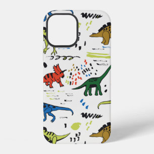 Coque iPhone 12 motif de couleur graphique de dinosaures drôles