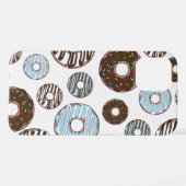 Coque iPhone 12 Motif De Donuts, Donuts Bleus, Donuts Brown (Verso Horizontal)