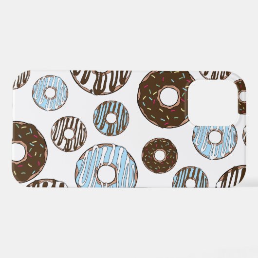 Coque iPhone 12 Motif De Donuts, Donuts Bleus, Donuts Brown (Verso Horizontal)