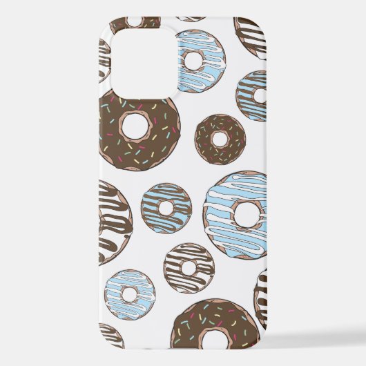 Coque iPhone 12 Motif De Donuts, Donuts Bleus, Donuts Brown (Verso)