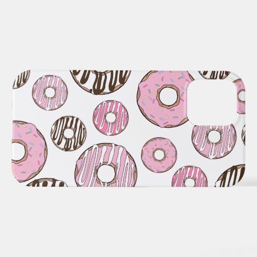 Coque iPhone 12 Motif De Donuts, Donuts Roses, Donuts Blancs (Verso Horizontal)