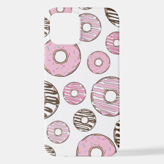 Coque iPhone 12 Motif De Donuts, Donuts Roses, Donuts Blancs (Verso)
