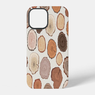Coque iPhone 12 Motif de doodle de forêt de cernes d'arbre