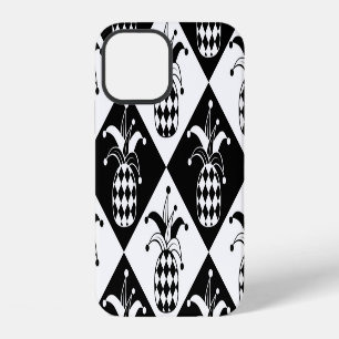 Coque iPhone 12 Motif de doodle harlequin à l'ananas stylisé