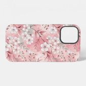 Coque iPhone 12 Motif de fleurs Sakura rose (Verso Horizontal)