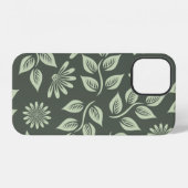 Coque iPhone 12 Motif de fleurs vert printemps (Verso Horizontal)