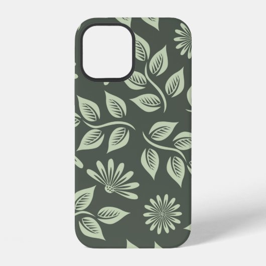 Coque iPhone 12 Motif de fleurs vert printemps (Verso)
