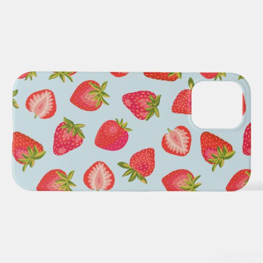 Coque iPhone 12 Motif de fraise de menthe (Verso Horizontal)