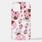 Coque iPhone 12 Motif De Ladybugs, Mignons Ladybugs, Pink Ladybugs (Verso)