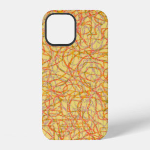 Coque iPhone 12 Motif de lignes gribouillées jaunes Case-Mate iPho