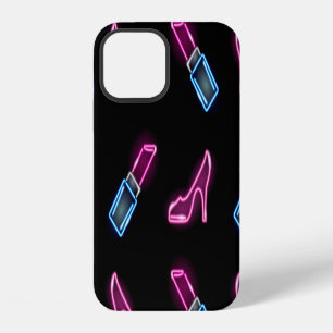 Coque iPhone 12 Motif de mode avec des icônes néon.