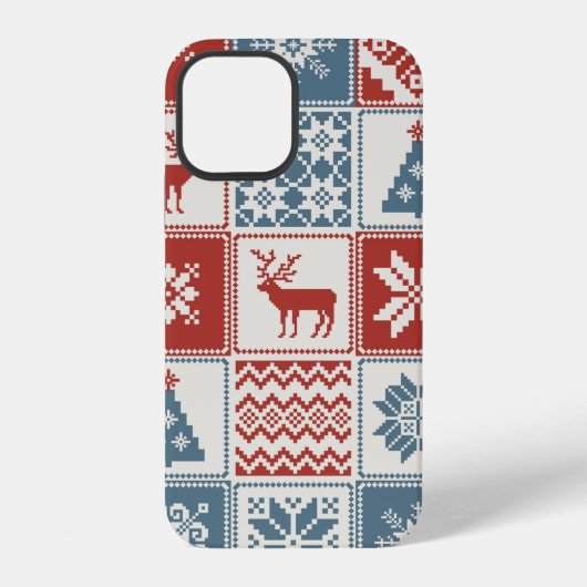 Coque iPhone 12 Motif de Noël en patchwork. Traditionel (Verso)