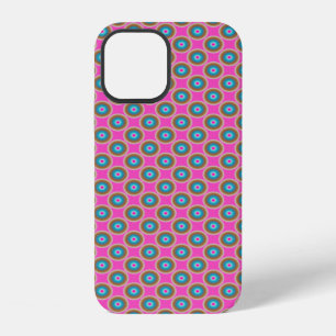 Coque iPhone 12 Motif de points rétro - Rose Jaune Bleu