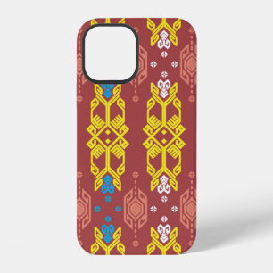 Coque iPhone 12 Motif de songket tissé géométrique sans couture av