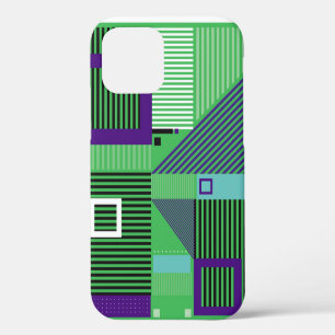 Coque iPhone 12 Motif de style de mode rétro vintage memphis. Illu