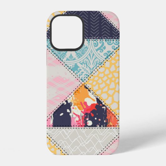 Coque iPhone 12 Motif de style Patchwork transparent. (Verso)