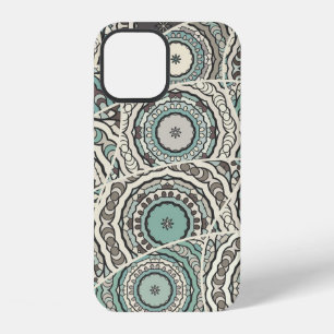 Coque iPhone 12 motif de surface composée patchwork vintage. Décor