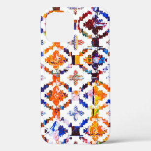 Coque iPhone 12 Motif de texture géométrique avec aquarelle
