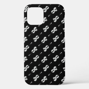 Coque iPhone 12 Motif de violon - Noir et Blanc