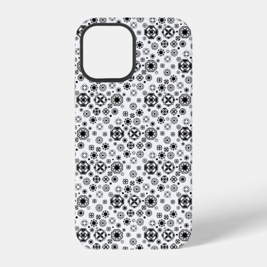 Coque iPhone 12 Motif décoratif arabesque noir blanc mignon (Verso)