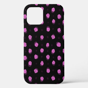 Coque iPhone 12 motif d'encre transparent avec fleurs abstraites