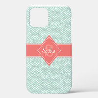 Motif diamant corail et menthe personnalisé