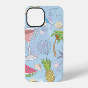 Coque iPhone 12 Motif d'illustration d'été mignon avec pastèque,