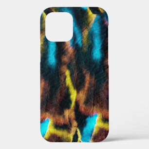 Coque iPhone 12 Motif disco Ikat. Fond sale d'art coloré.