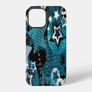 Coque iPhone 12 Motif étoile grunge, design ludique pour enfants.